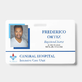 Tarjeta De Identificación ID de empleado del hospital azul y blanco Tu logot