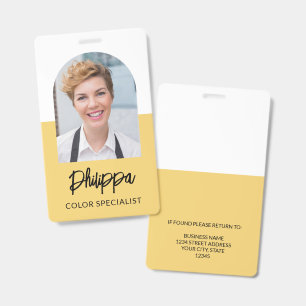 Tarjeta De Identificación ID de empleado en amarillo suave con foto
