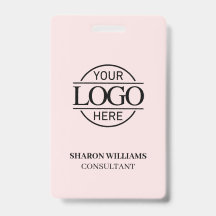 Id. de empleado rosa de Rubor con logotipo comerci