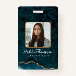 Tarjeta De Identificación Id. de empresa de la compañía de oro verde azulado