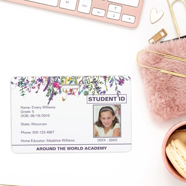Tarjeta De Identificación ID de estudiante de Wildflowers Homeschool (Subido por el creador)