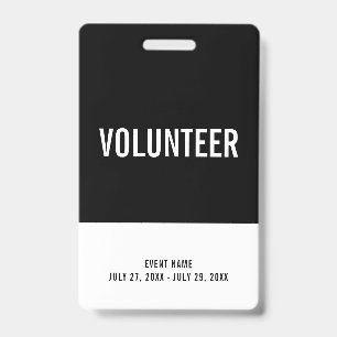 Tarjeta De Identificación Id. de evento de pase de acceso para voluntarios b