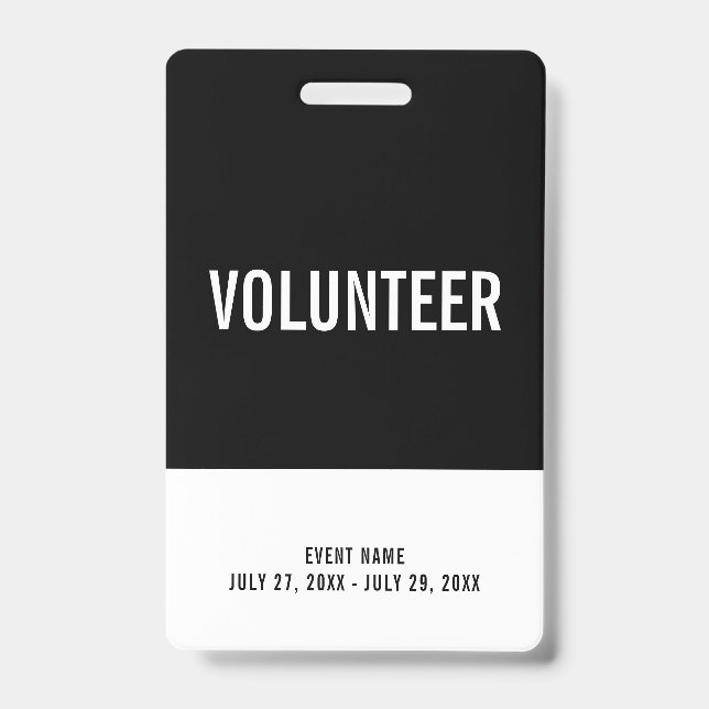 Tarjeta De Identificación Id. de evento de pase de acceso para voluntarios b (Anverso)