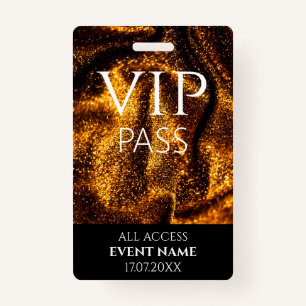Tarjeta De Identificación Id. de evento de vip de oro de All Access Pass