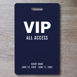 Tarjeta De Identificación Id. de evento simple VIP All Access Pass