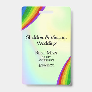 Tarjeta De Identificación ID de fiesta de bodas arcoíris doble cara