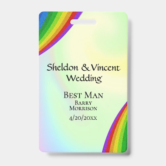Tarjeta De Identificación ID de fiesta de bodas arcoíris doble cara (Parte frontal)