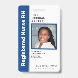 Tarjeta De Identificación ID de foto azul de empleado médico