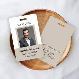 Tarjeta De Identificación ID de foto de empleado blanco beige