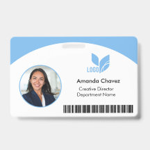 ID de foto de empleado con código QR azul claro