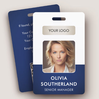 Tarjeta De Identificación Id. de foto de empleado con código QR y logotipo c