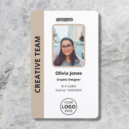 Tarjeta De Identificación ID de Foto de Empleado de Empresa Beige