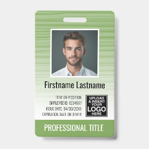 Tarjeta De Identificación Id. de foto de empleado - franjas modernas, logoti