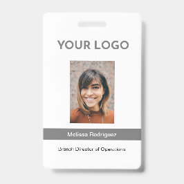 Tarjeta De Identificación ID de foto de empleado gris corporativo