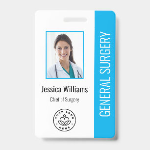 Tarjeta De Identificación ID de foto de empleado médico del hospital MD azul