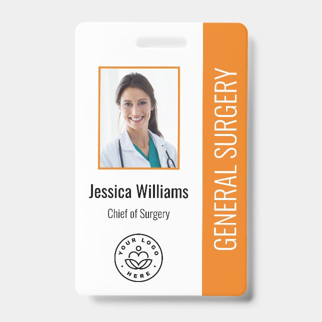 Tarjeta De Identificación ID de foto de empleado médico del hospital Médico  (Parte frontal)