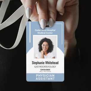 Tarjeta De Identificación ID de foto de empleado médico personalizado azul p