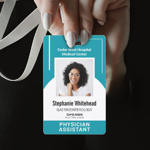 Tarjeta De Identificación ID de foto de empleado médico personalizado azul t