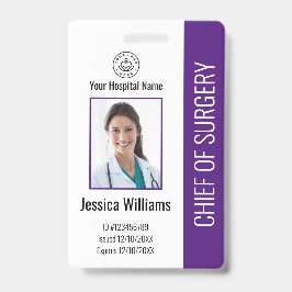 Tarjeta De Identificación ID de foto de empleado médico personalizado púrpur
