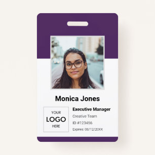 Tarjeta De Identificación ID de foto de empleado morado