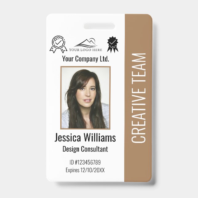 Tarjeta De Identificación ID de foto de empleado personalizado de la empresa (Parte frontal)