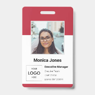 Tarjeta De Identificación ID de foto de empleado rojo
