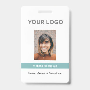 Tarjeta De Identificación ID de foto de empleado turquesa corporativo