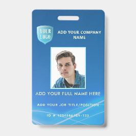 Tarjeta De Identificación Id. de foto de empleado vertical con logotipo