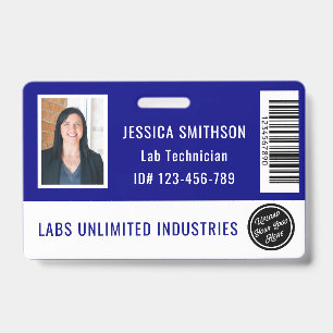 Tarjeta De Identificación ID de foto de escuela o empresa insignia azul mari