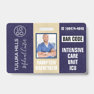 Tarjeta De Identificación ID de Foto de Medica Azules Oscuros