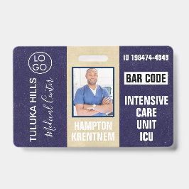 Tarjeta De Identificación ID de Foto de Medica Azules Oscuros