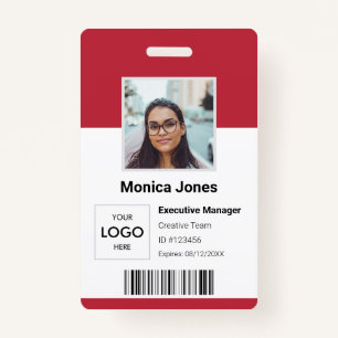 Tarjeta De Identificación Id. de foto del logotipo del empleado rojo