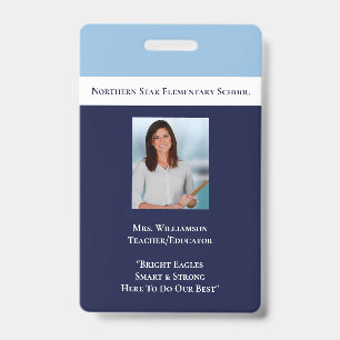 Tarjeta De Identificación Id de foto del personal empleado de la escuela azu