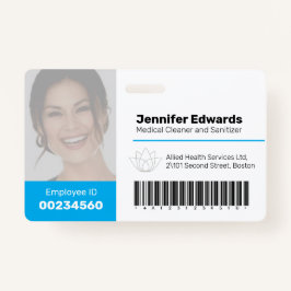 Tarjeta De Identificación Id. de foto grande del empleado y azul código de b