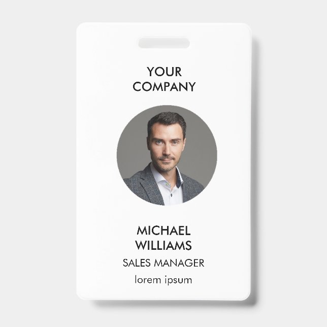 Tarjeta De Identificación ID de foto  Insignia blanca (Parte frontal)