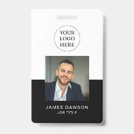 Tarjeta De Identificación ID de foto mínima de empleado de oficina en blanco