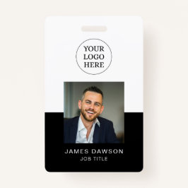 Tarjeta De Identificación ID de foto mínima de empleado de oficina en blanco
