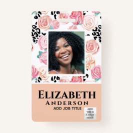 Tarjeta De Identificación ID de FOTO - Paso VIP de empleado - Flores Girly
