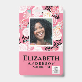 Tarjeta De Identificación ID de FOTO - Paso VIP de empleado - Flores Girly