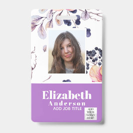 Tarjeta De Identificación ID de FOTO - Paso VIP de empleado - Flores Girly