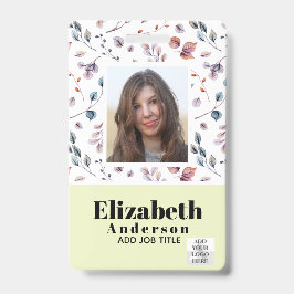 Tarjeta De Identificación ID de FOTO - Paso VIP de empleado - Flores Girly