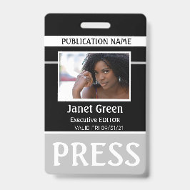 Tarjeta De Identificación Id. de foto personal Reporter Press Pass ID