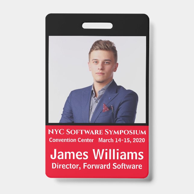 Tarjeta De Identificación ID de foto personalizado Evento Vertical (Parte frontal)