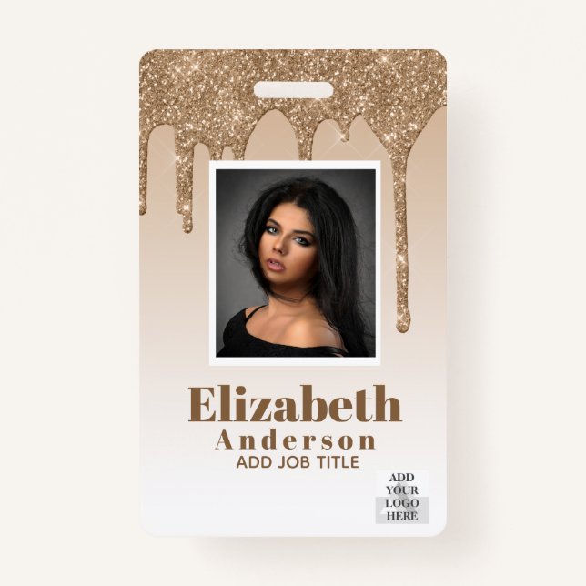 Tarjeta De Identificación ID de FOTO - Purpurina Glam del pase VIP del emple (Anverso)