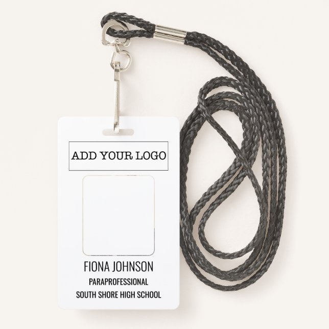 Tarjeta De Identificación Id. de foto simple de empleado (Anverso son cordón)