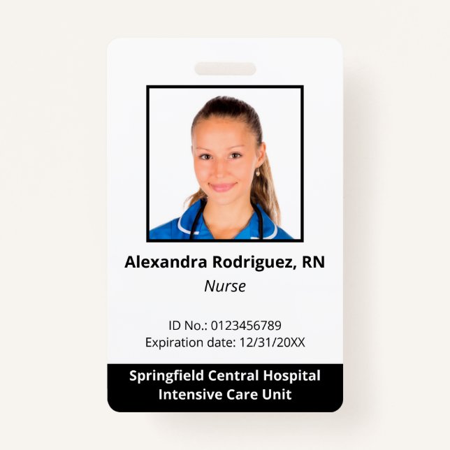 Tarjeta De Identificación Id. de hospital fotográfico de empleado Personaliz (Anverso)