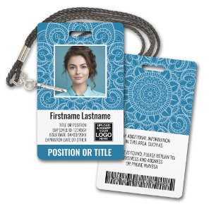 Tarjeta De Identificación ID de la foto del empleado - mandala moderna, logo