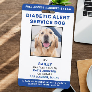 Tarjeta De Identificación ID de la foto del perro del servicio de alerta dia
