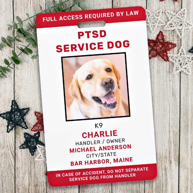Tarjeta De Identificación ID de la foto del perro del servicio PTSD blanco r (Subido por el creador)