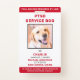 Tarjeta De Identificación ID de la foto del perro del servicio PTSD blanco r (Anverso)